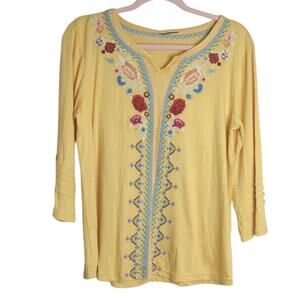 LIV Los Angeles Anthropologie Embroidered Yellow Women's Medium